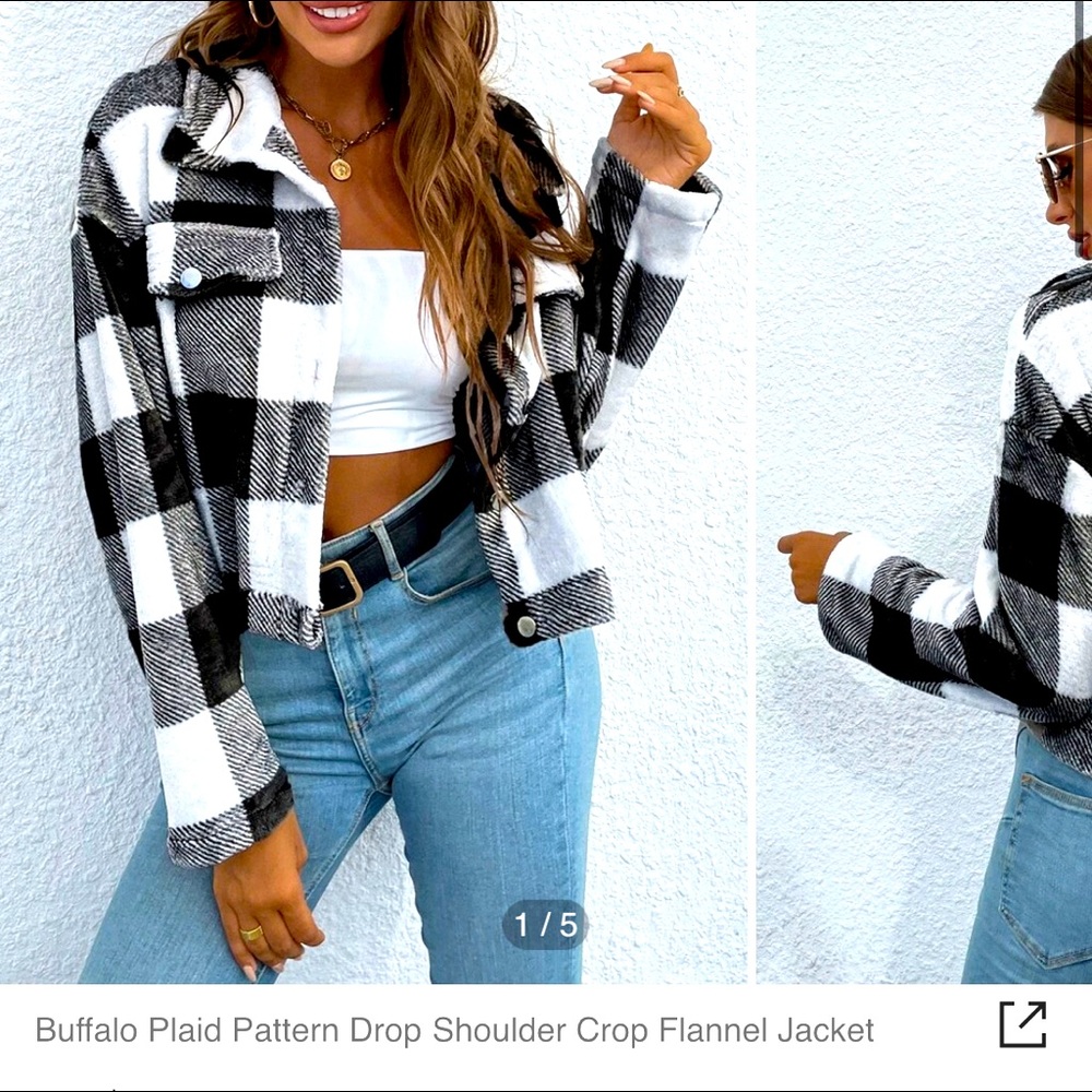 Buffalo plaid cropped crop jacket NWOT